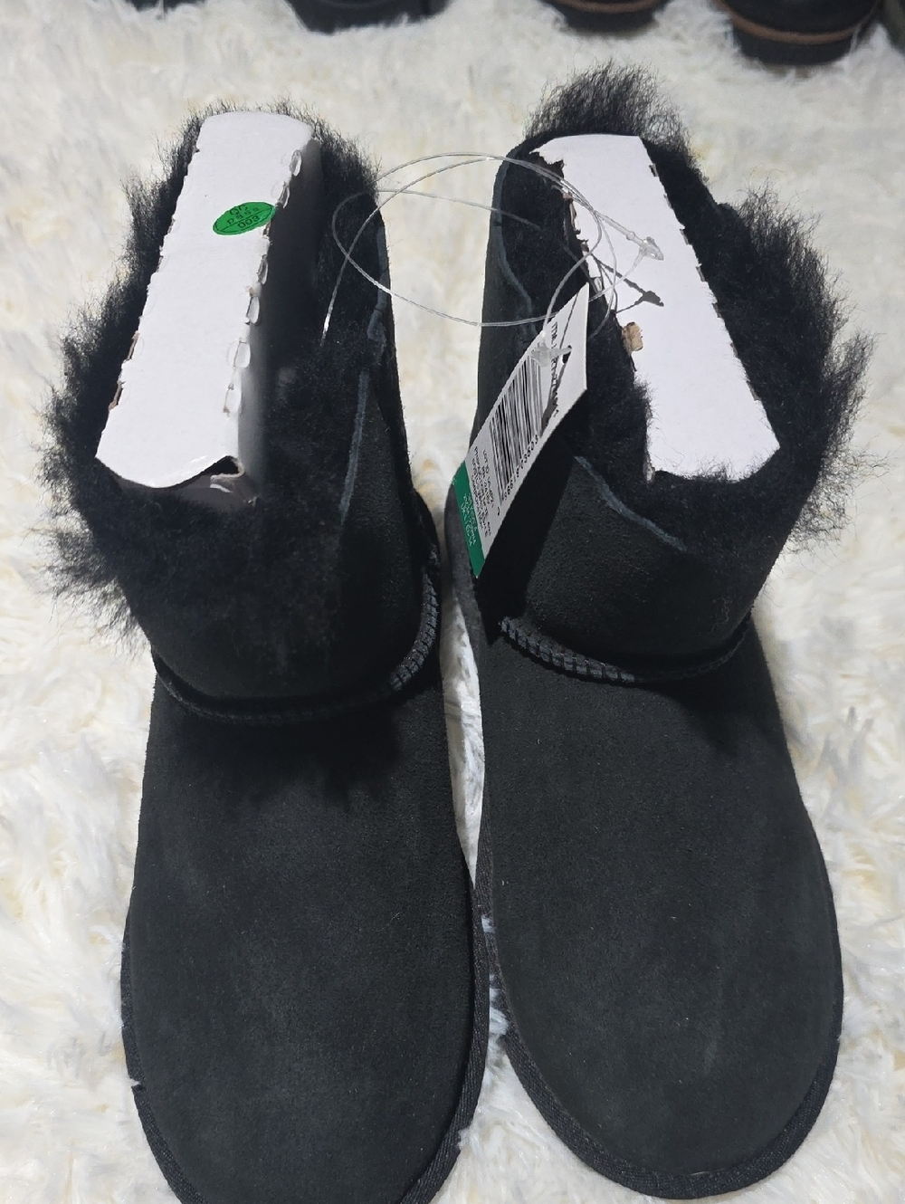 Kirkland Signature Black Faux Suede Kids Fur-Lined Ankle Boots